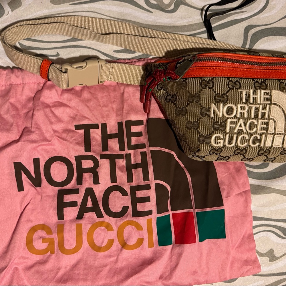 The North Face x Gucci limited edition GG supreme logo monogram waist bag NEW